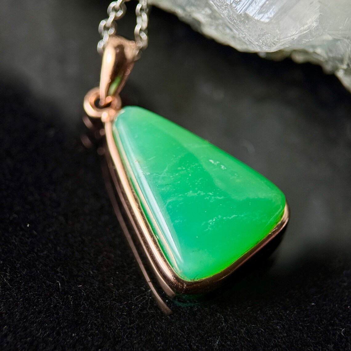 Gold-Plated Chrysoprase Pendant Necklace: Dainty Green Gemstone Jewelry