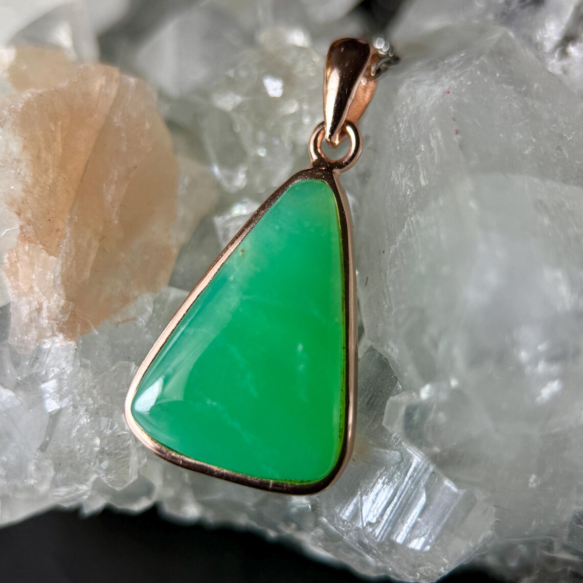 Gold-Plated Chrysoprase Pendant Necklace: Dainty Green Gemstone Jewelry
