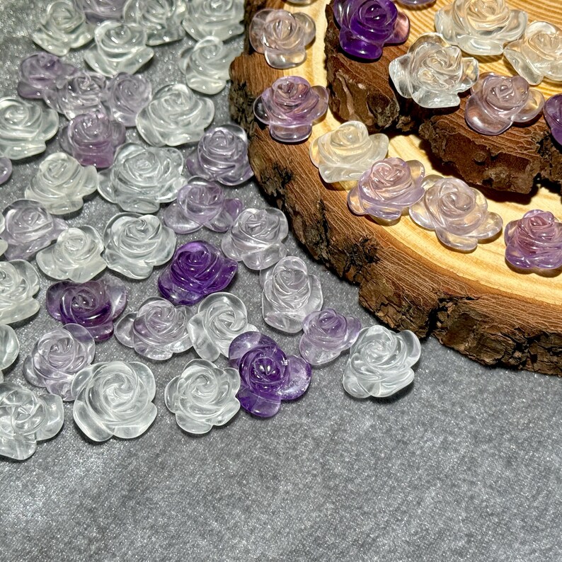 Clear Amethyst Flower Carving – Natural Hand Carved Crystal for Decor or Jewelry Making