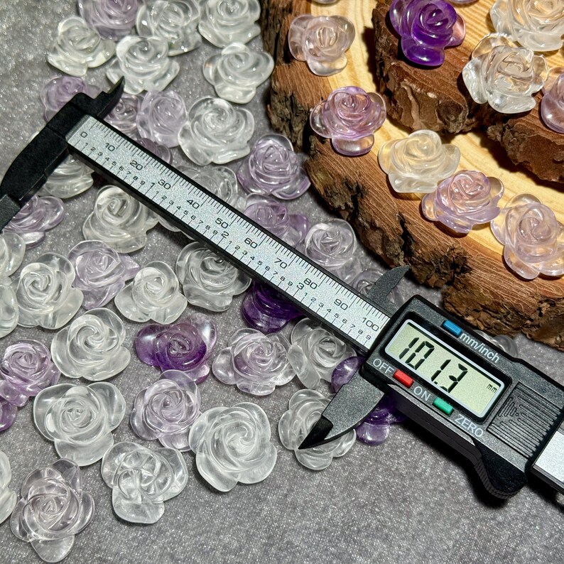 Clear Amethyst Flower Carving – Natural Hand Carved Crystal for Decor or Jewelry Making