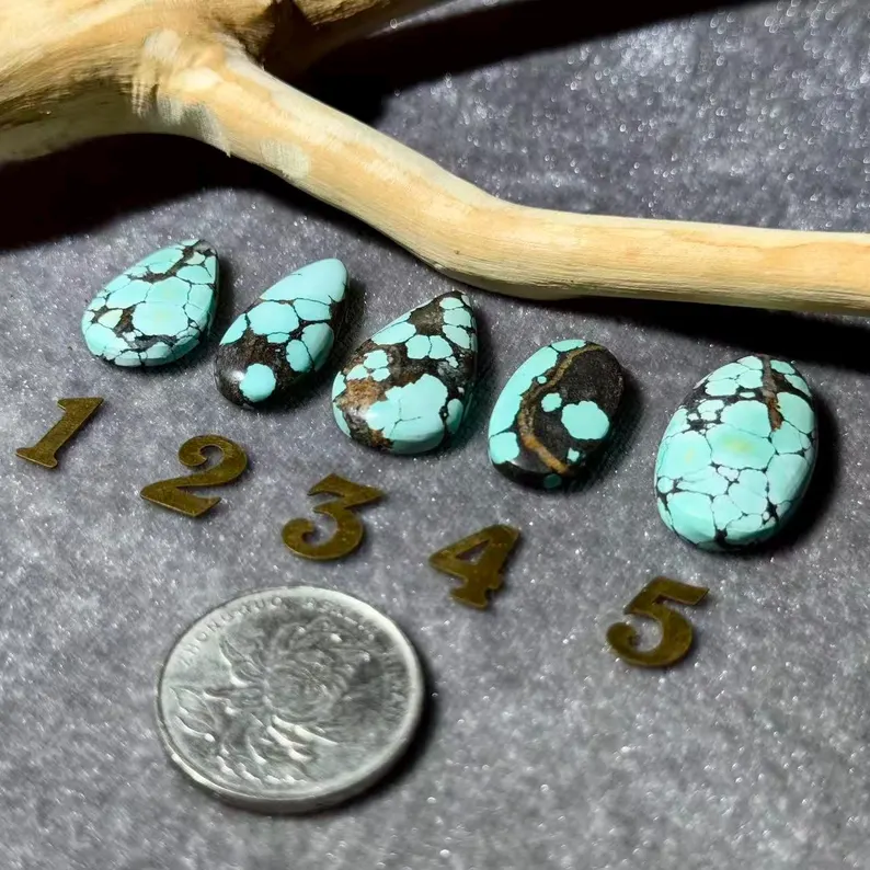 Natural Turquoise Oval Naked Stone, Vintage Old Mine Product