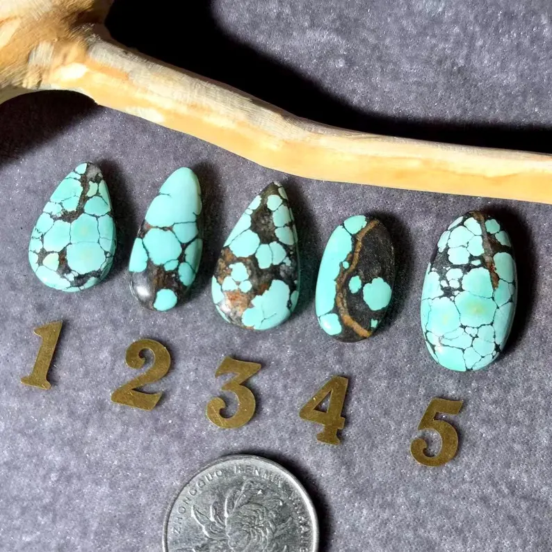 Natural Turquoise Oval Naked Stone, Vintage Old Mine Product