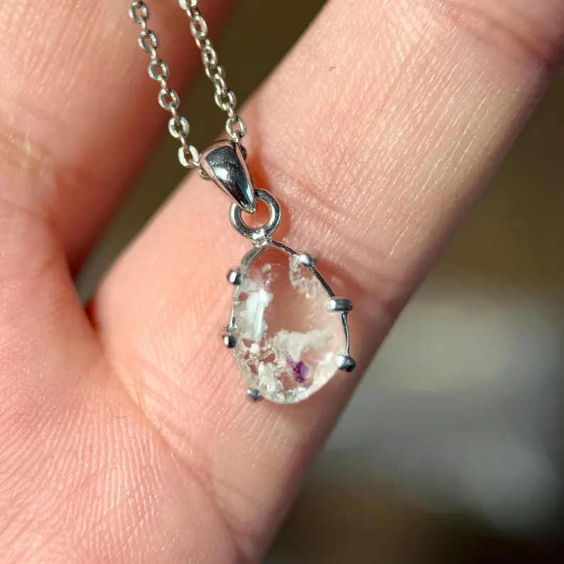 Hyalite Opal Fluorite Pendant – Sterling Silver, Mexican Gemstone