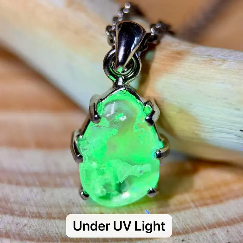 Hyalite Opal Fluorite Pendant – Sterling Silver, Mexican Gemstone