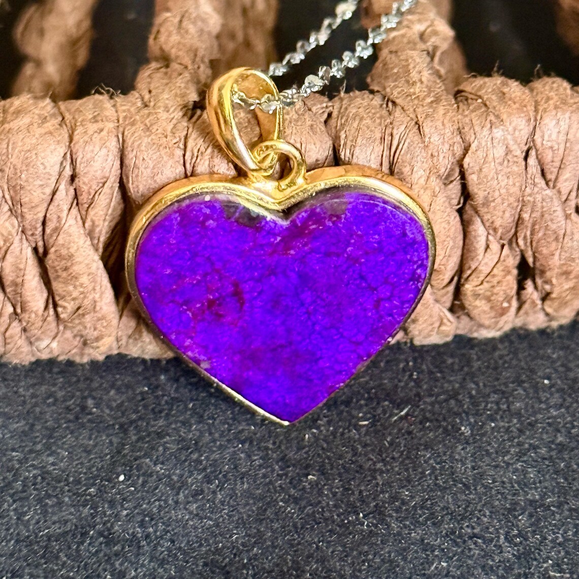 Sugilite Pendant Necklace: 925 Silver Gold Plated, Rare Purple Gemstone