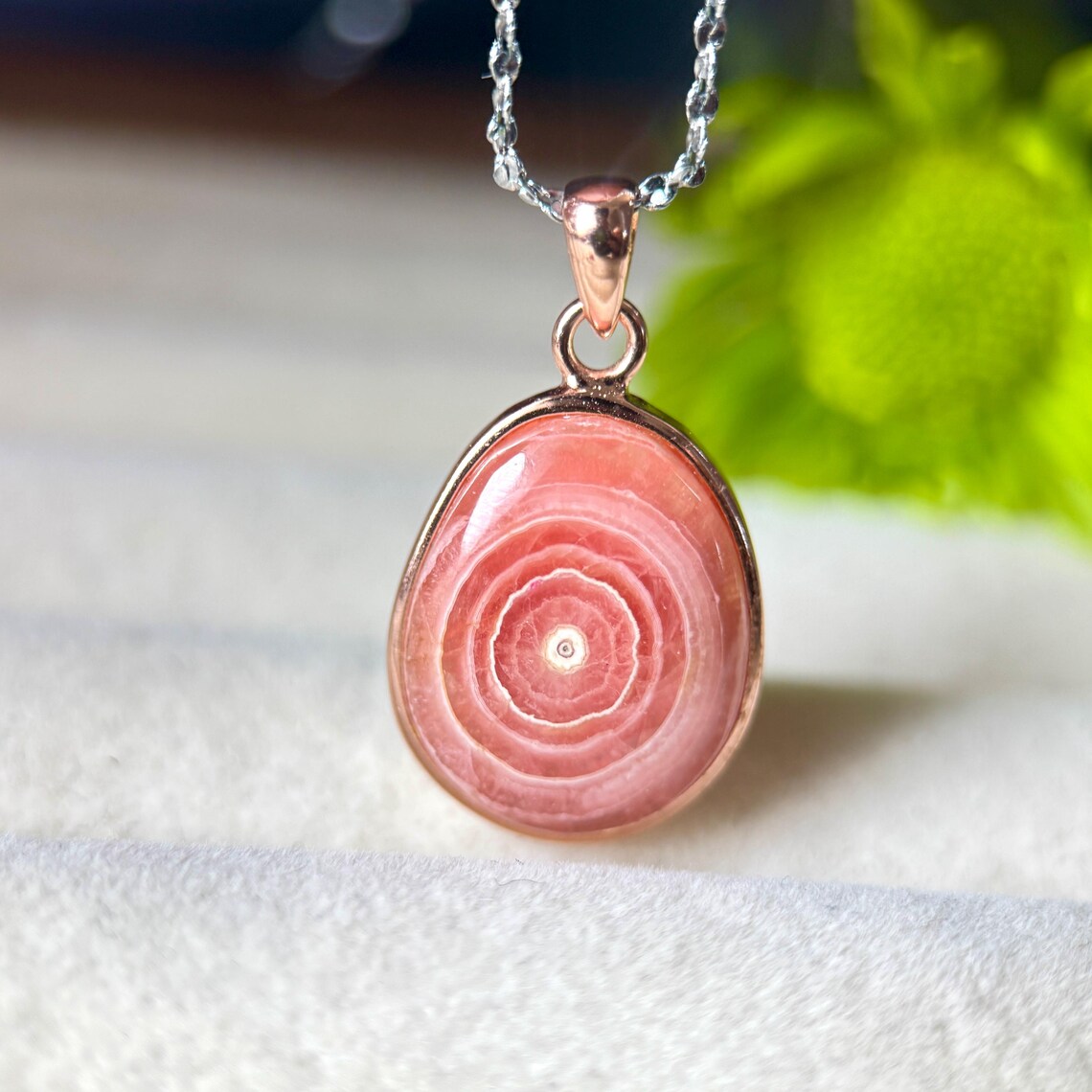 Rhodochrosite Stalactite Necklace: Gold Plated 925 Sterling Silver Pendant